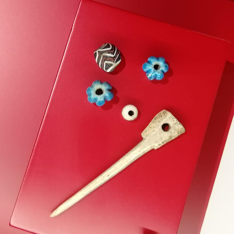 Viking Age glass beads at the Vinkingaliv museum